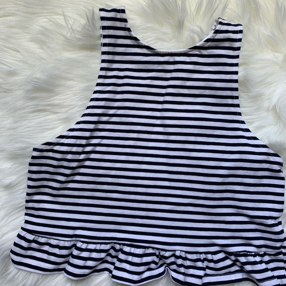 Strip crop tank top